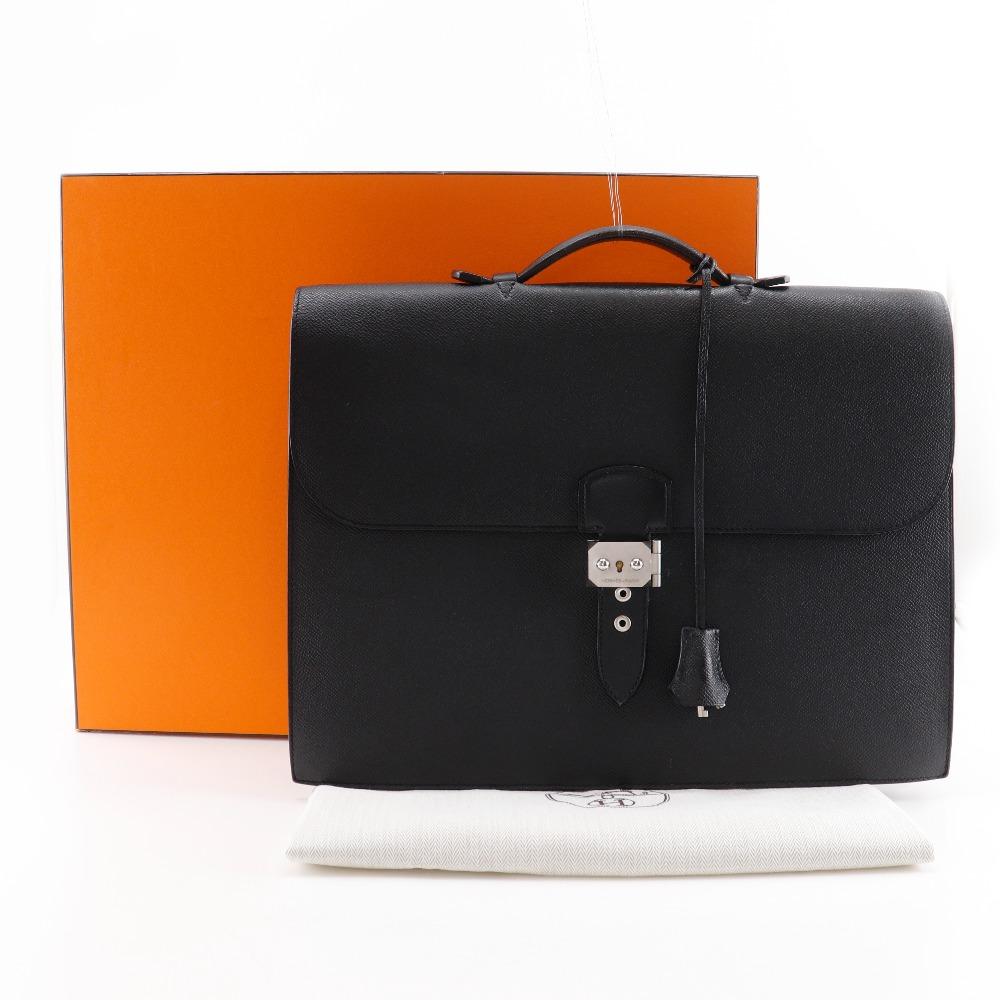 HERMES Sac Adepeche 38 Business bag black/SilverHardware Epsom mens Used