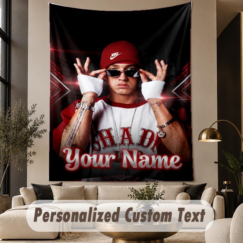 Custom Text Printed Tapestry Eminem Pattern Large Wall Hanging Indoor Room Decor