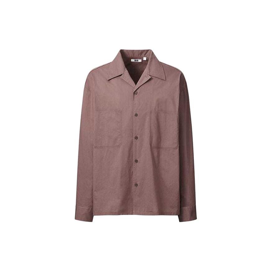UNIQLO SS24 U Series Solid Color Button-Down Long Sleeve Shirt Men shirts Brown 464936-36