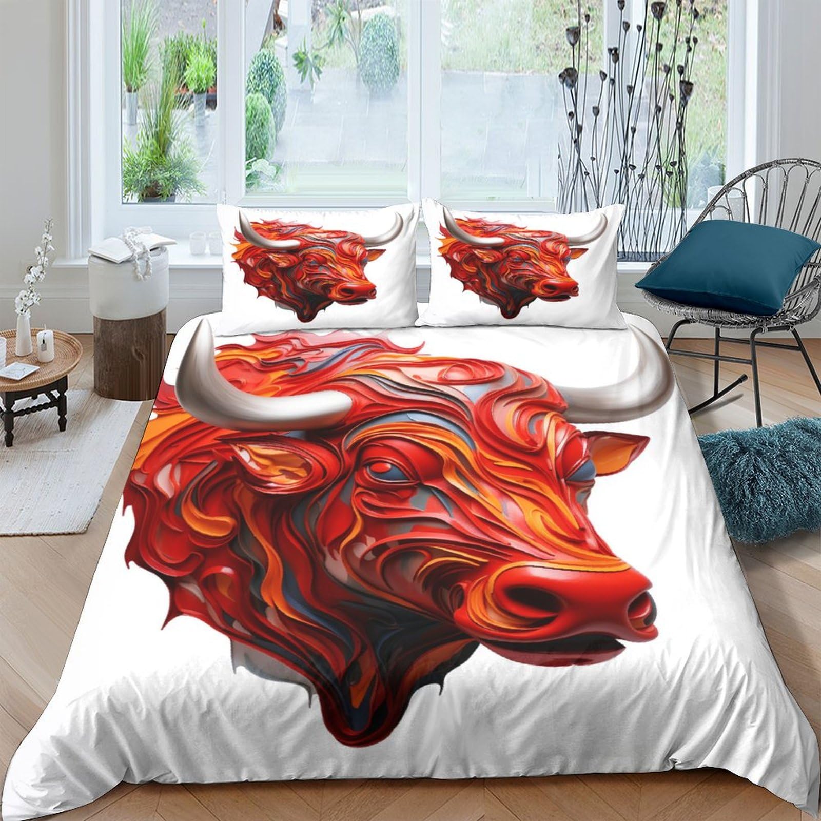 

Bufalo Ranch North American Bisons Soft Duvet Cover Set Quen Sized Dimensions Western Beding Sets Rustic Country Animal Warm Comforter Cover Set 100*200cm Single