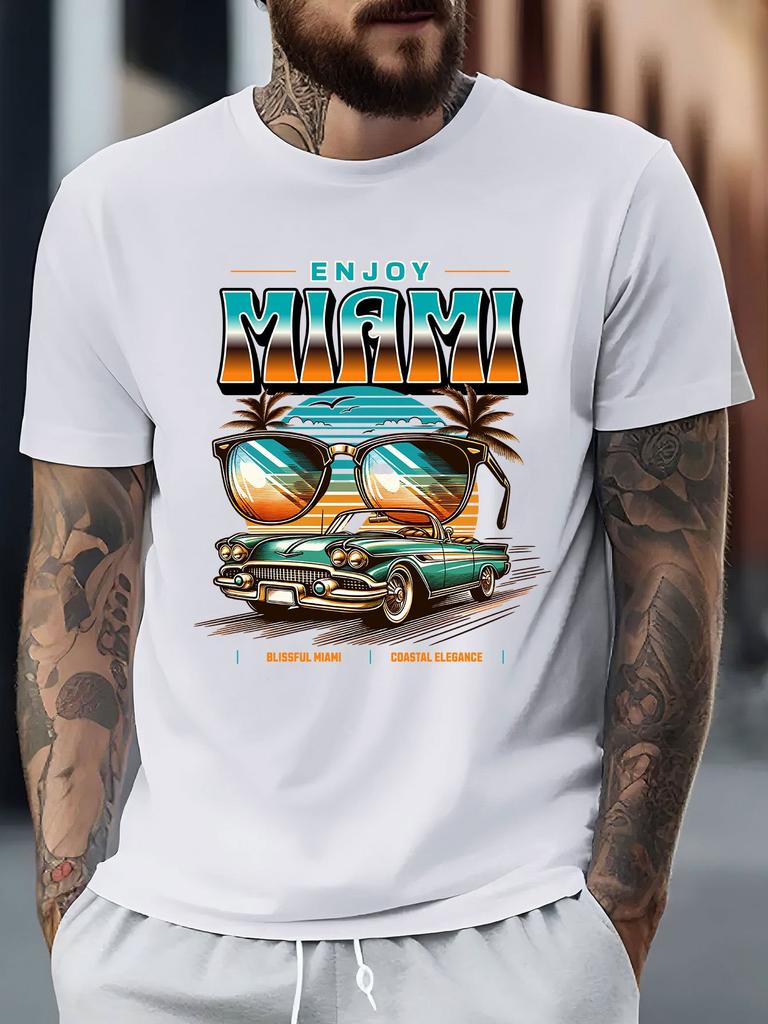 Vintage Car Graphic Print Short-sleeved Luxury Cotton T-shirt Summer Unisex Men Women Casual Loose Fashion Trendy Clothing