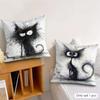 Whimsical Cat Art Cushion Cover Silky Short Plush Invisible Zipper Dustproof Sofa Pillow Case For Home Decor