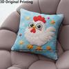 Cute Cartoon Rooster Star Embroidery Style Pillow Covers Pattern Cushion Cover Suitable For Sofa Bedroom Car Pillow Cover