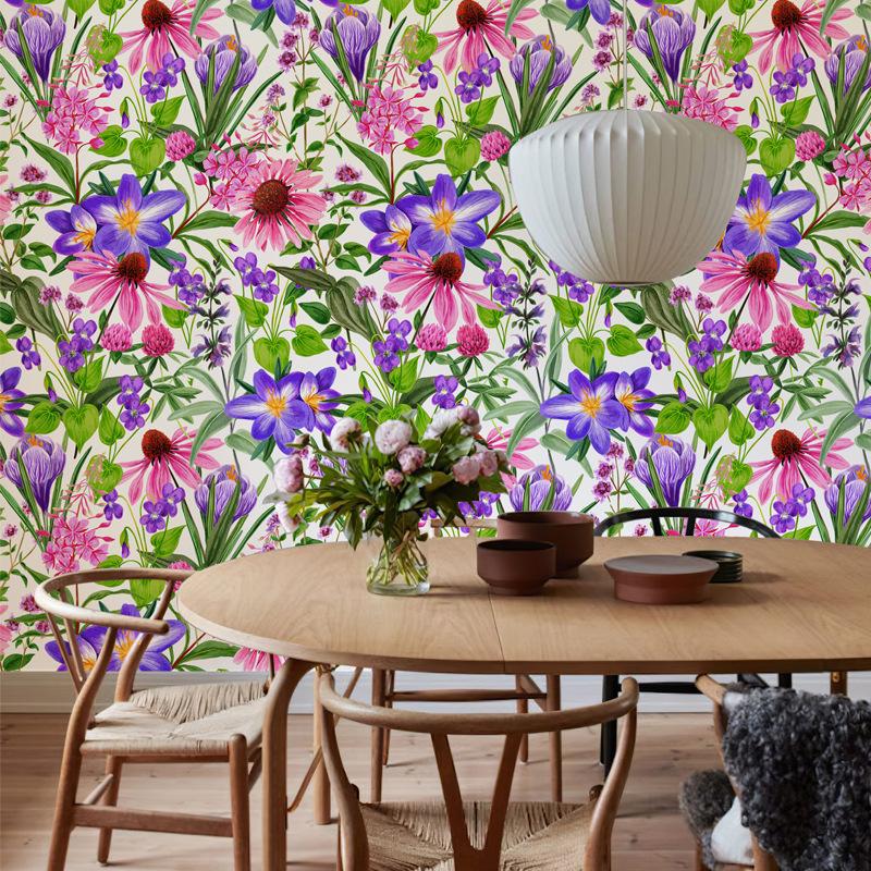 Floral Leaves Wallpaper Stick and Peel Farm House Woodland Wallpaper for Home Bedroom Cabinets Furniture Thicken Vinyl Film