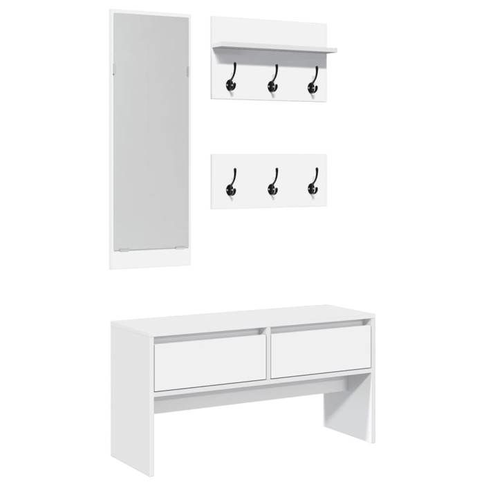 VidaXL Ensemble de meubles de couloir 4 pcs blanc bois d'ingénierie, meuble de rangement de couloir, garde-robe du couloir, 847919