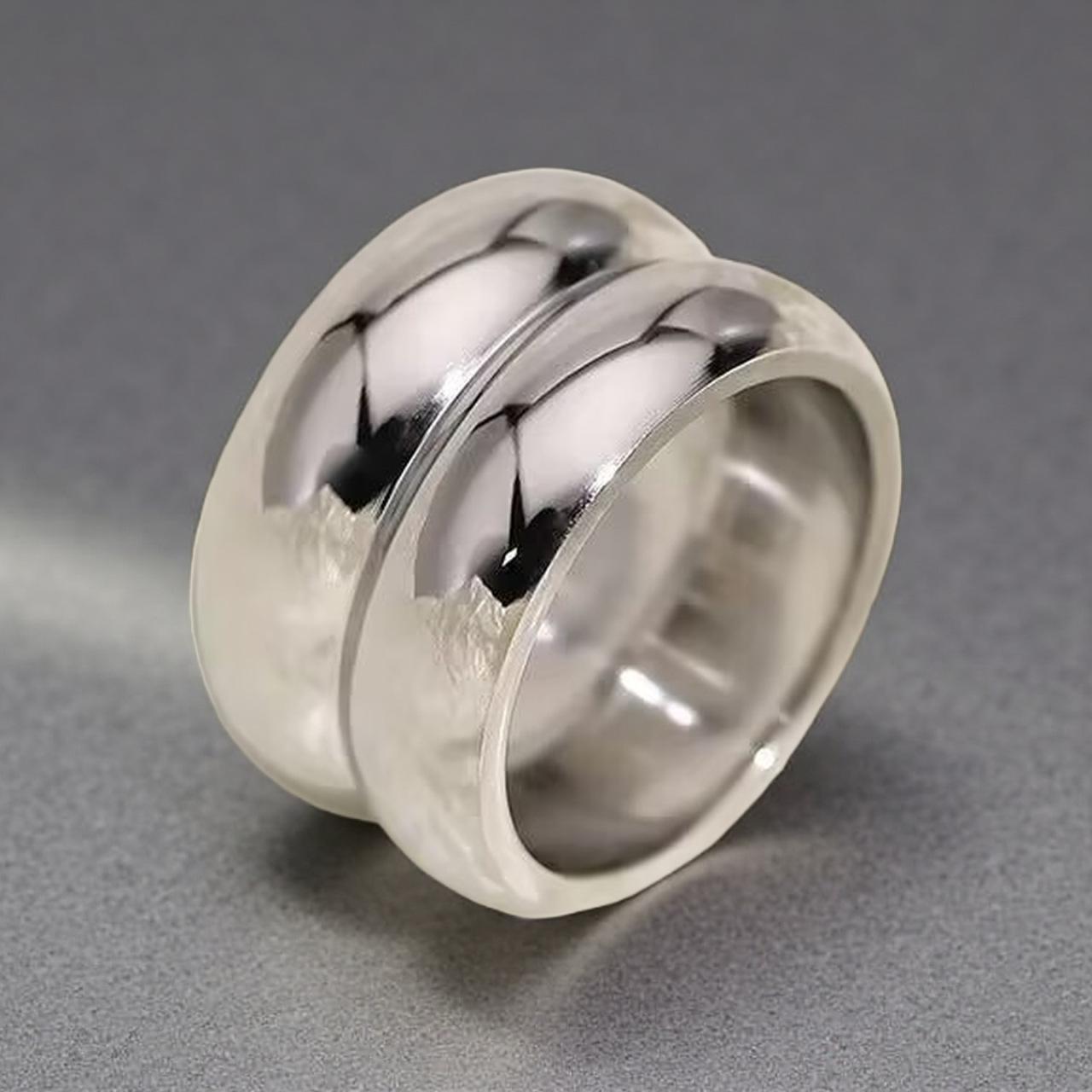 Fashion titanium steel ring for women, double-layer simple plain ring gourd arc couple ring no. 6 серебряный