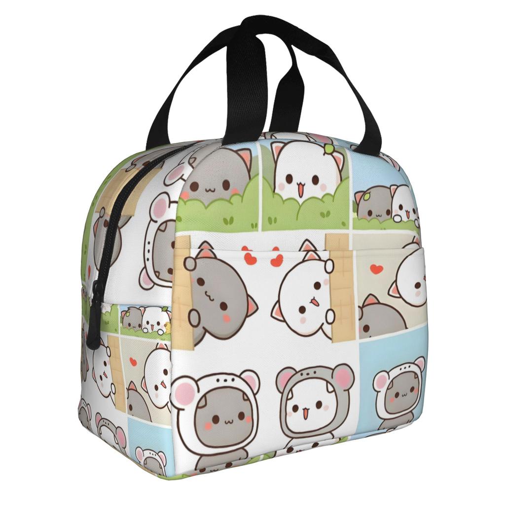Kawaii Dudu Bubu Perzik En Goma Geïsoleerde Lunchtas voor Beer Panda Herbruikbare Thermische Koeltas Voedsel Lunchbox Werk School