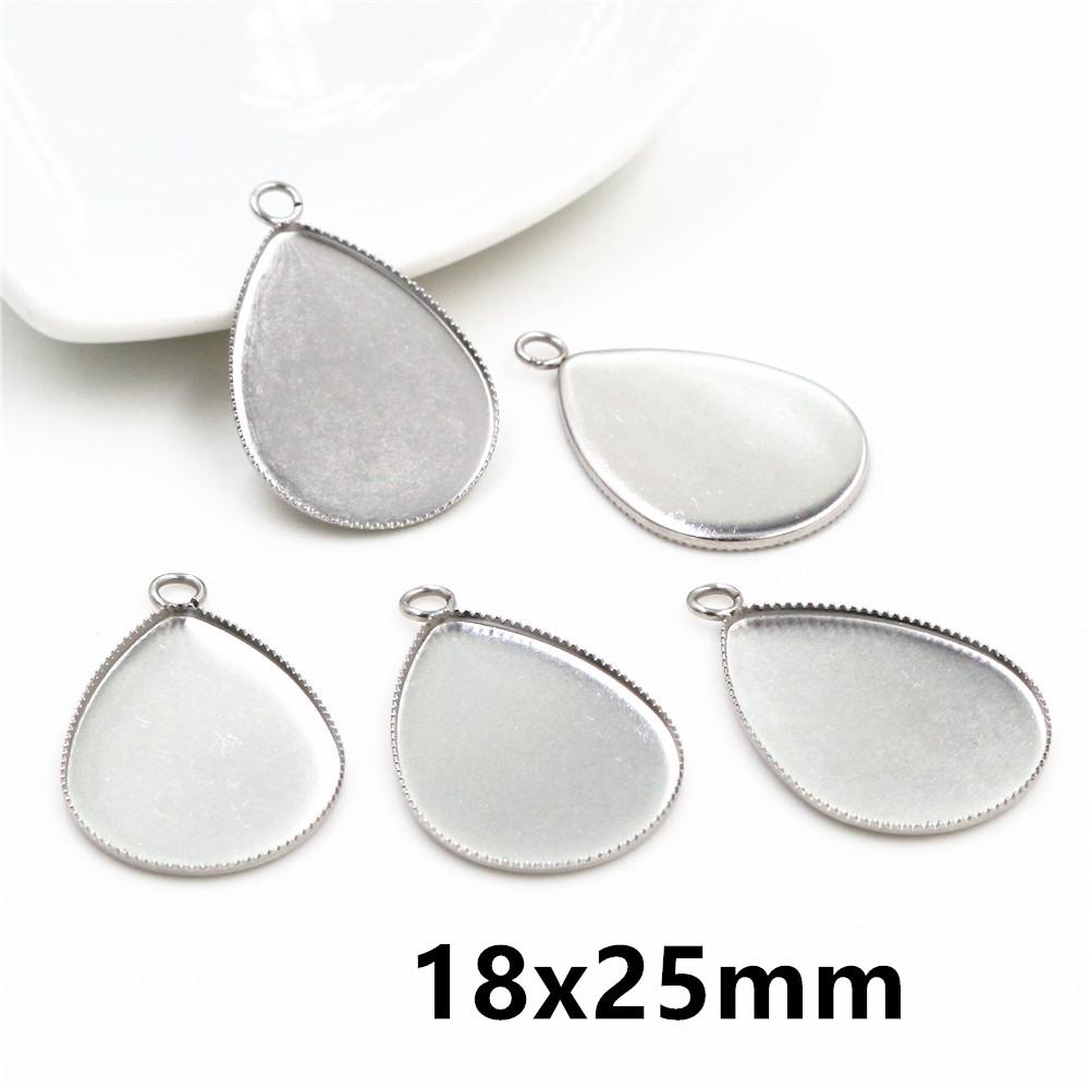  10pcs 18x25mm/13x18mm/25mm/30mm Inner Size Stainless Steel Simple Pendant Cabochon Base Base Setting Tray DIY Jewelry Findings