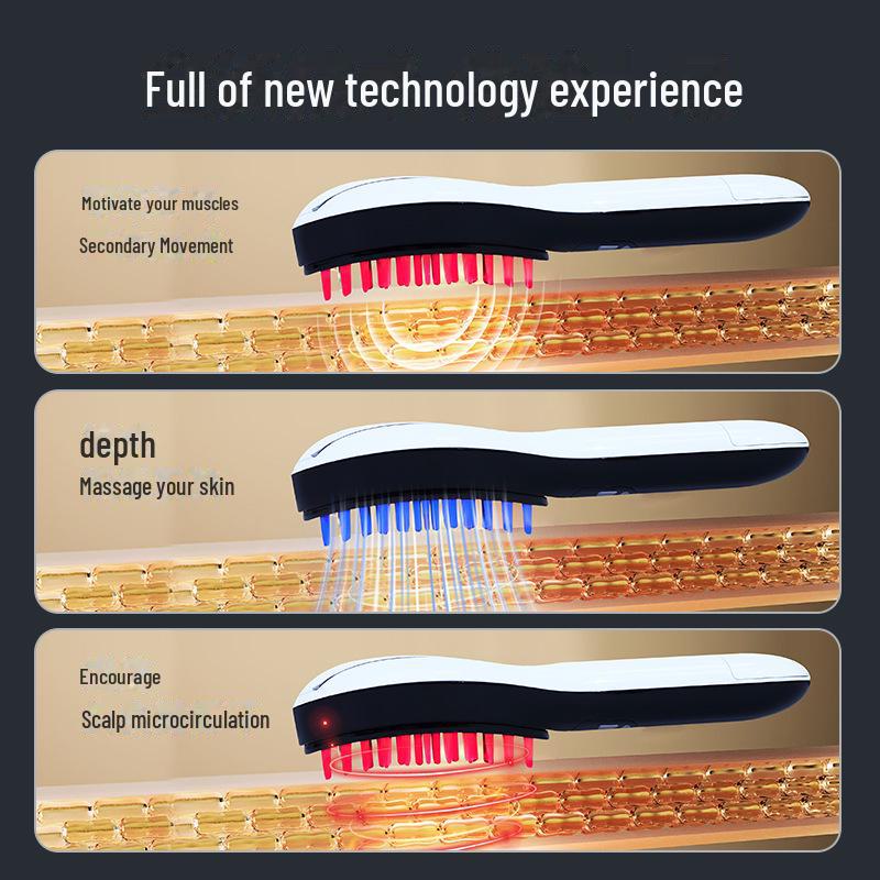 Saç Bakımı ve Saç Dökülmesine Karşı Kırmızı ve Mavi Iıklı Elektrikli Masaj Tarağı