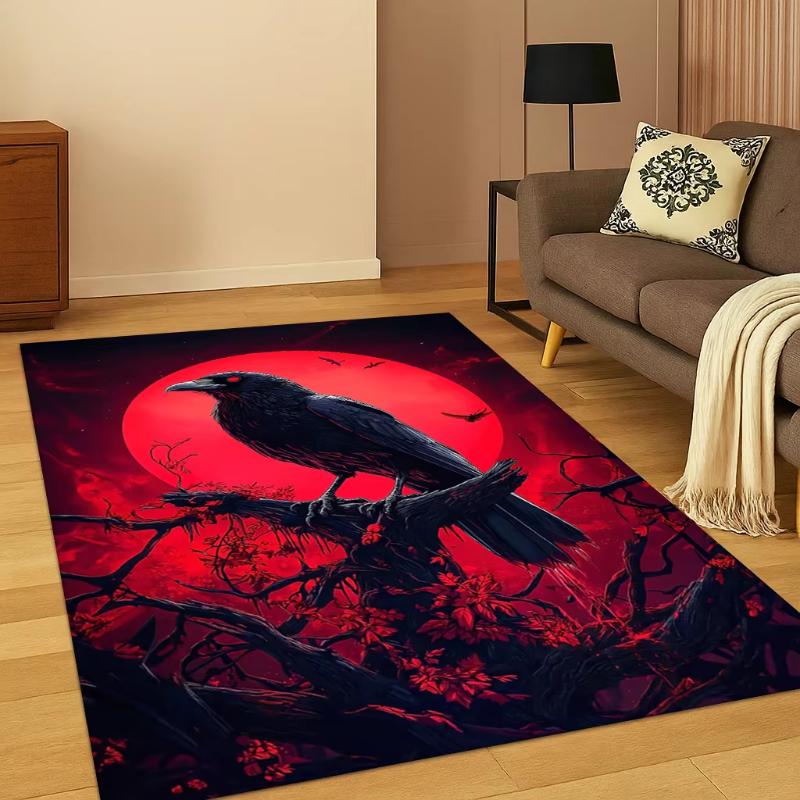

Crow Raven Viking Rug Living Room Sofa Decor Norse Mythology Carpet Bedroom Playroom Mat Non Slip Floor Cover Gothic 40x60CM
