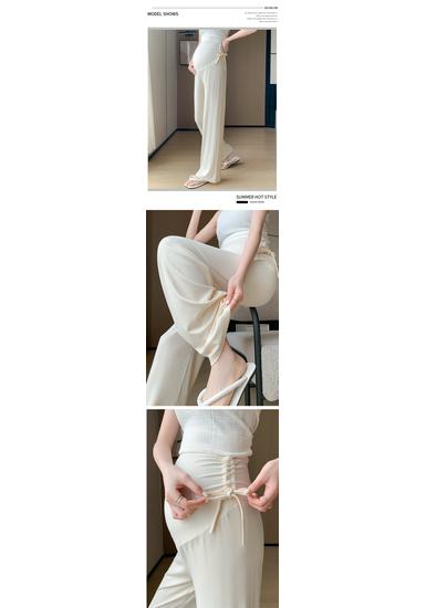 2026 Petite Maternity Drawstring Wide-Leg Pants for Spring/Summer/Autumn