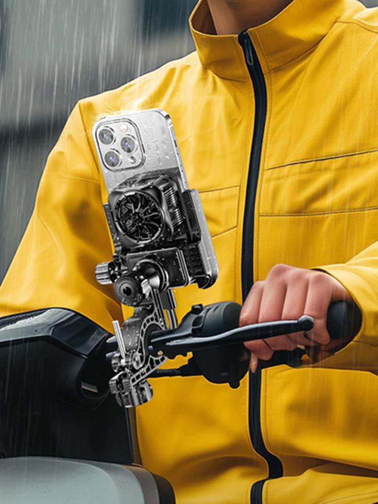Cooling Motorcycle Phone Mount Anti-Vibration Motorcycle Phone Holder Navigation Bracket for Motorcycle Bicycle Scooter