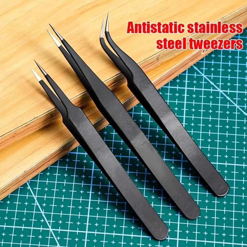 

Black ESD Anti-Static Stainless Steel Tweezers Precision Maintenance Industrial Repair Home Working Model Making Hand Tools Set ESD 10