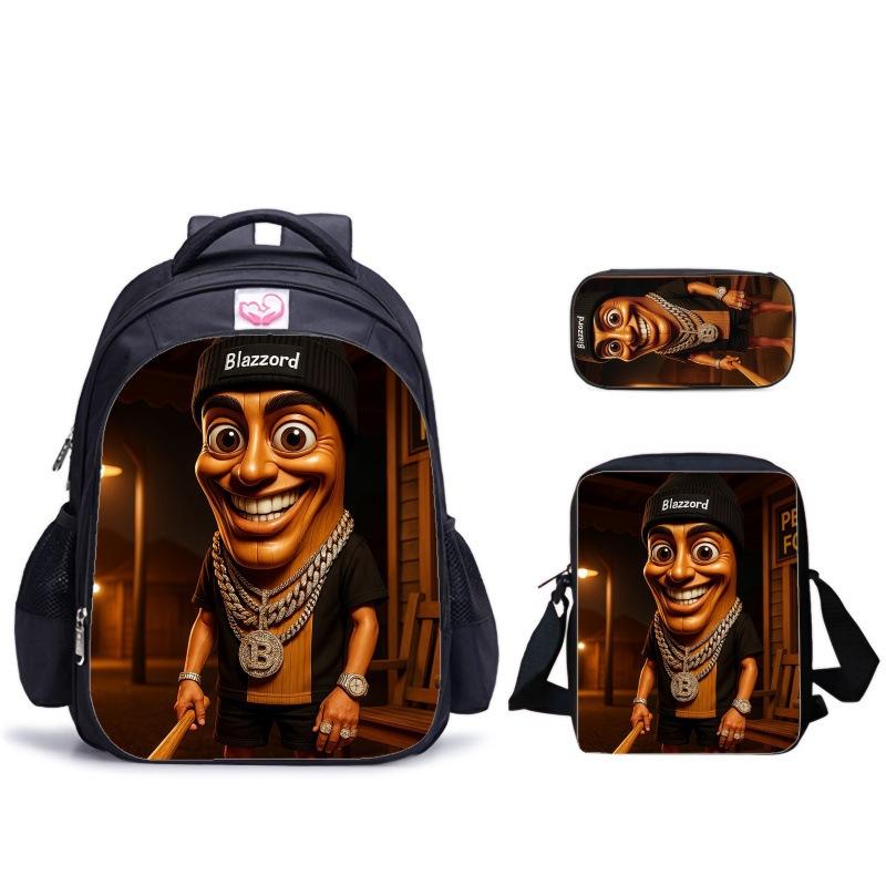 Haijing Houten Stokman Kinder Schooltas Schoudertas Etui Combinatieset Rugzak Ondersteuning