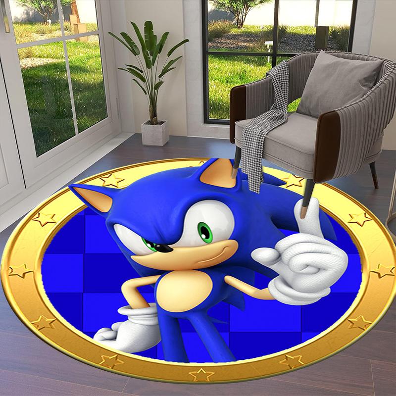 1pc Sonic the Hedgehog Round Carpet, Made of Polyester,Perfect for Decorating Office Chairs, Living Rooms,fplt218