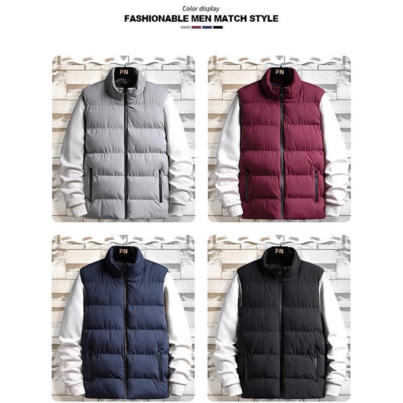 Gilet en coton duvet pour homme printemps et automne, style européen et américain, mode décontractée, grand col, veste chaude