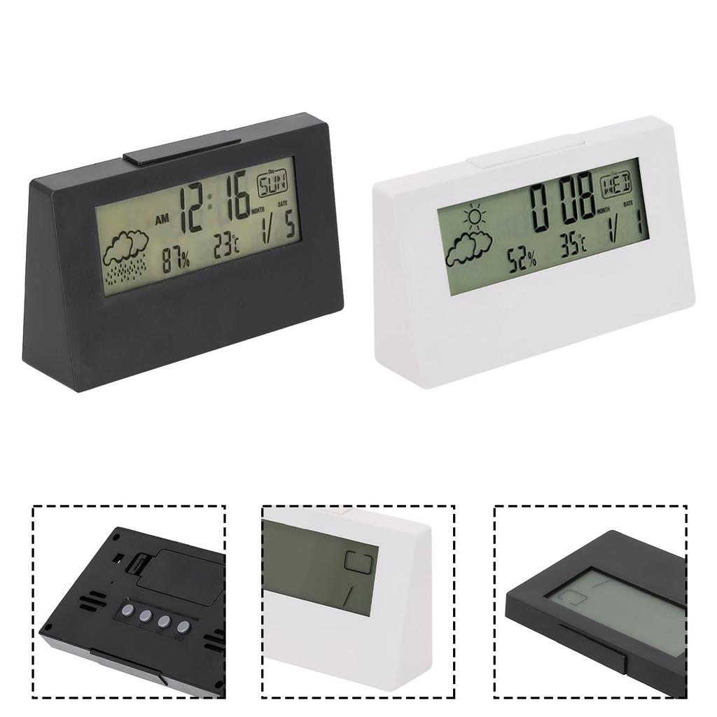 Creative Weather Clock Thermohygrometer Clock Humidity Sensor Indoor Temperature Display Night Light Mode School Use Home Use