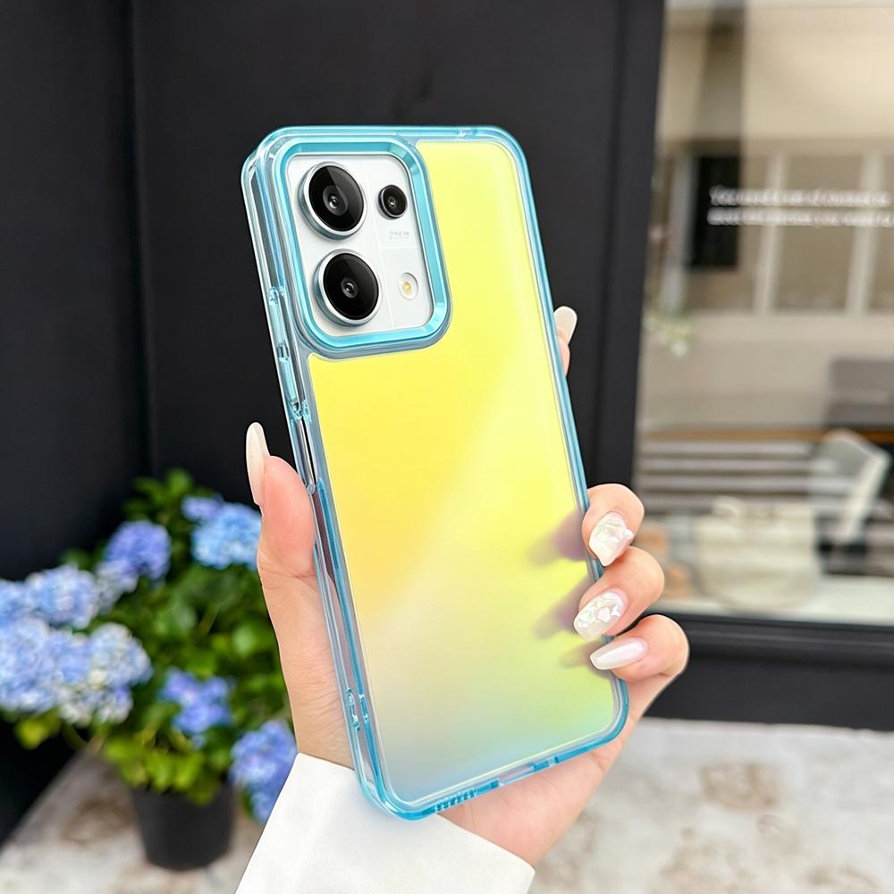 KEYSION Fashion Laser Gradient Colorful Phone Case for Xiaomi POCO M6 Pro Soft TPU+PC Shockproof Back Cover for POCO X6