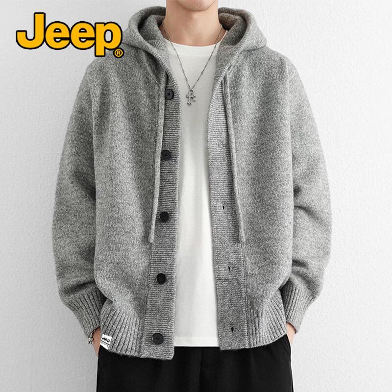 JEEP Men's Hooded Knitted Cardigan Jacket