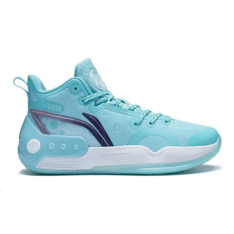 Li Ning Yu Shuai 16 Anti-Slip Shock Absorbing Durable Rebound Mid-Top Basketball Shoes Kids Basketball Shoes Ice-Blue YKBS100-3