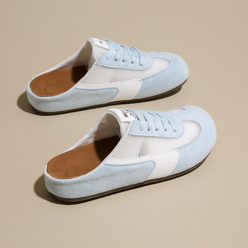 CRLAYDK Summer Women's Footbed Comfortable Slip On Mules Mesh House Slippers Ladies Backless Slide Loafers Casual Flats Shoes