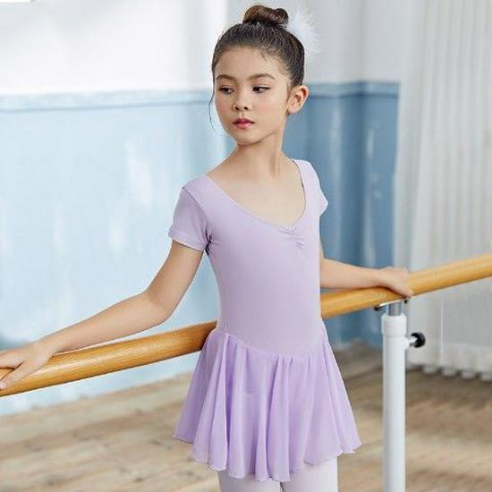 Girls' Dancewear: Summer Ballet Skirt, Toddler Exam Practice, Short-Sleeve One-Piece Skirt