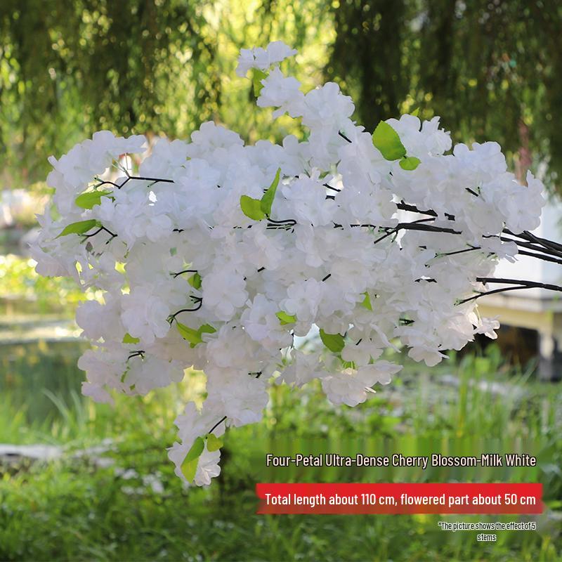 Artificial Cherry and Peach Blossom Branches for Indoor/Outdoor Decoration, Wedding Decor, Pear Flowers, Faux Silk Ceiling Rattan