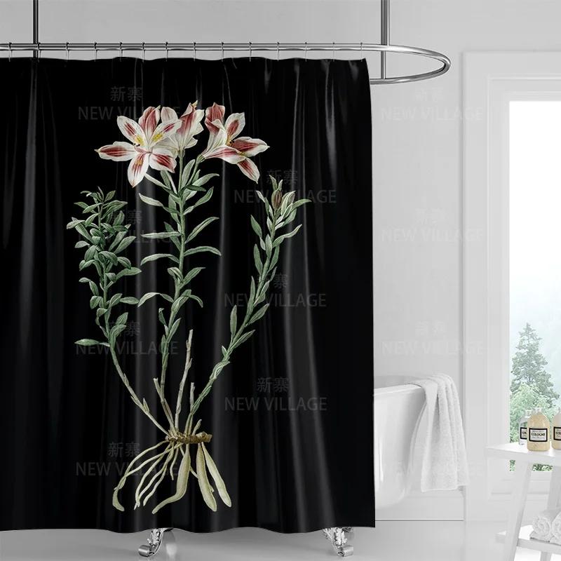 Minimalistický sprchový závěs s rostlinným motivem, moderní dekorace koupelny a toalety, soukromý závěs 180x180cm voděodolný sprchový závěs