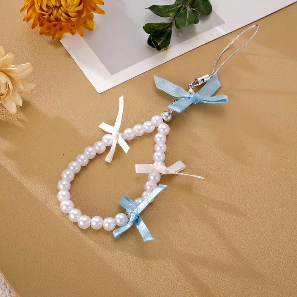 Love Pearl Bow Phone Case with Anti-Fall Lanyard and Keychain Pendant