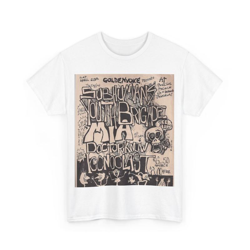 

Vintage Punk Rock Show Flyer - Sub Humans Unisex T-Shirt M