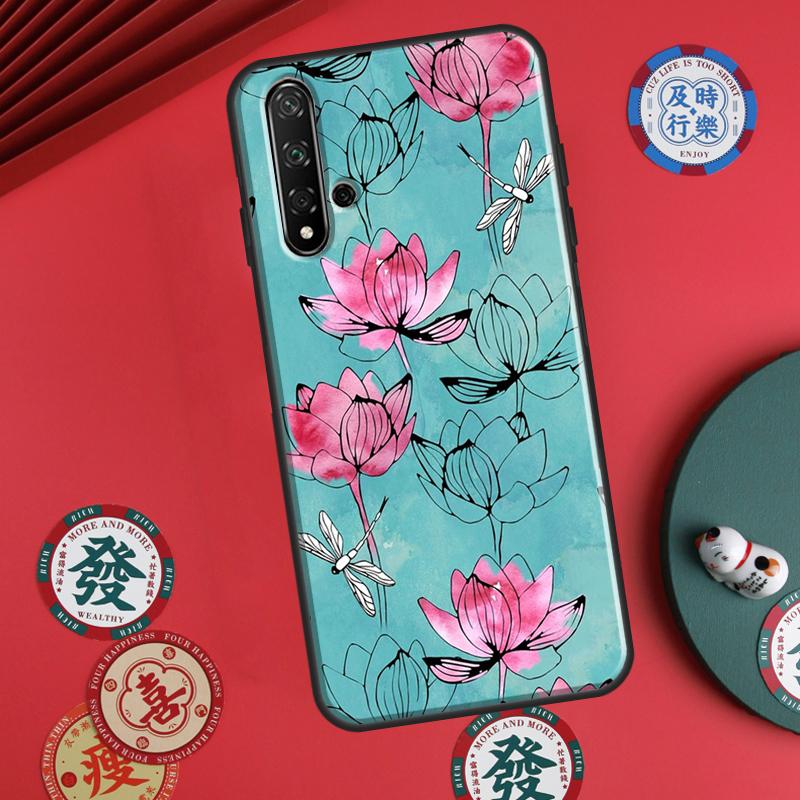 Lotus Flower For Huawei P30 P20 P40 Lite P60 Pro Nova 5T 12s 12i 11i Y90 Y70 Y60 Y61 Y91 Y72 9 10 SE Case