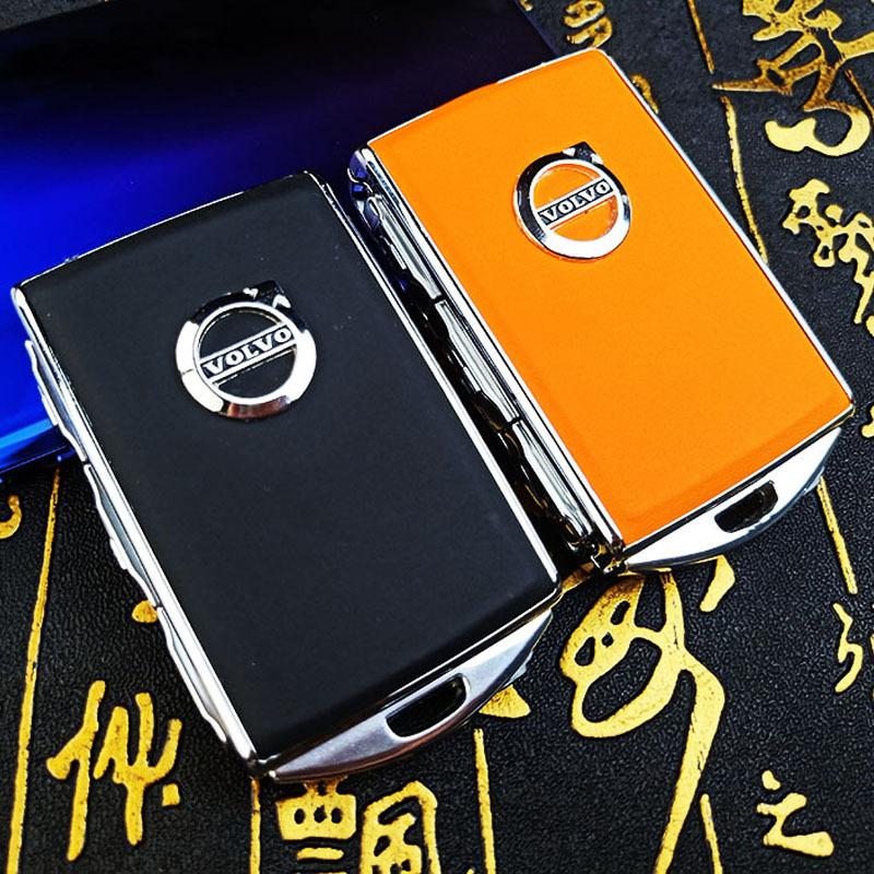 Drvfj6 First Layer Cowhide Car Key Cover for Volvo XC40 XC60 XC90 S60 S90 Keycase Key Shell Protector Buckle Bag Replacement