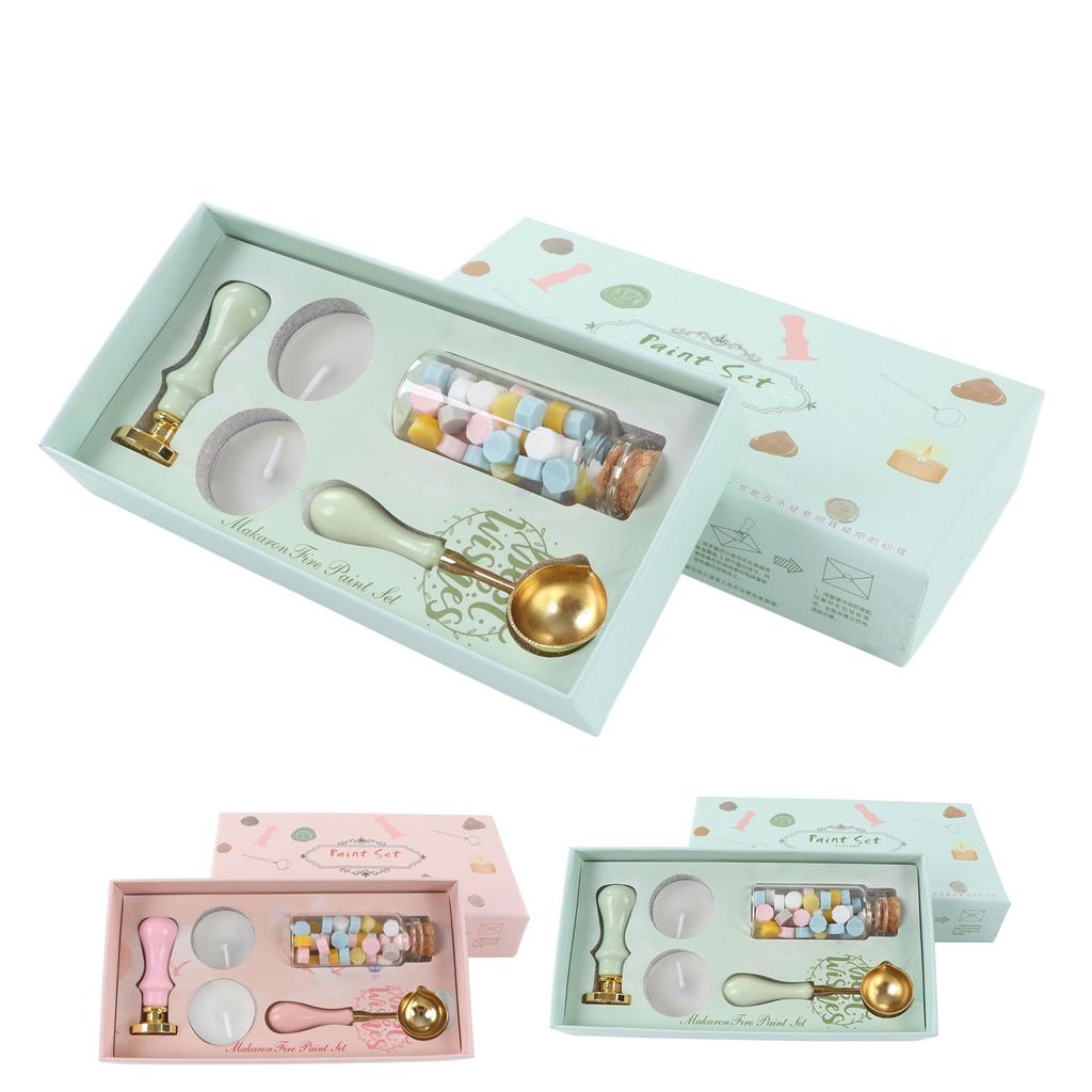 Wax Stamp Kit Retro Removable Handle Iris Pattern Wax Stamp Sealing Kit for Envelope Invitation