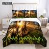 Good Morning Duvet Cover Set Microfiber Coffee Rose Cozy Breakfast Twin Bedding Set Double Queen King Size 2/3pcs Quilt Cover