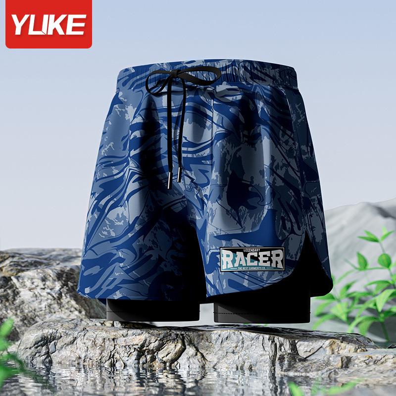 Men's Plus Size Anti-Embarrassment Swim Trunks Boxer Briefs and Swim Gear Set