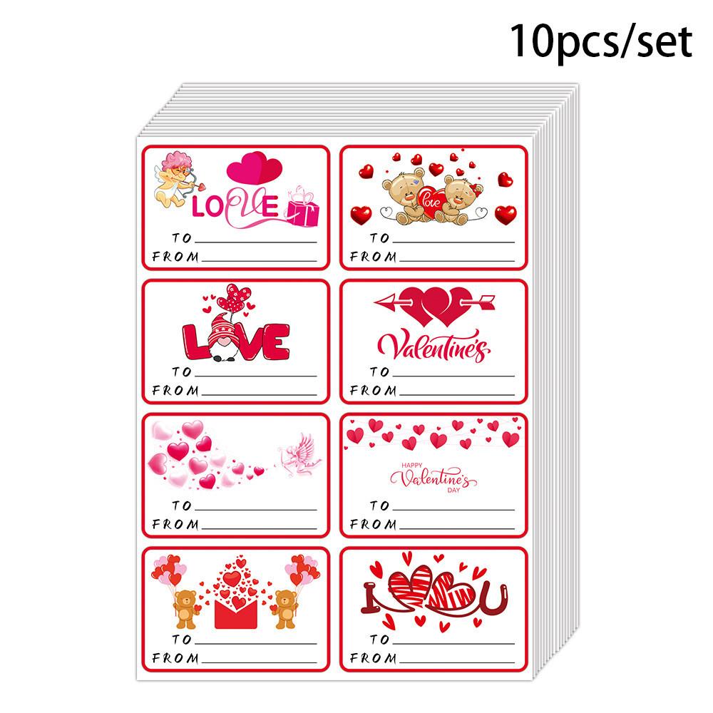 Valentines Gift Day Wrap Labels With Square Selfadhesive Stickers Party For