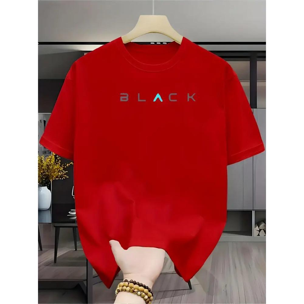 New Summer Men s Fashion T-shirt Personality Letter Pattern Printed Men s T-shirt Top XS красный