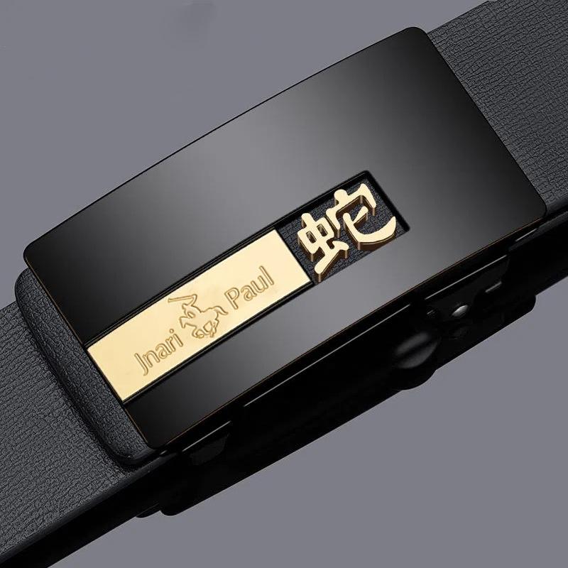 Men's Genuine Leather Automatic Buckle Casual Versatile Leather Belt Men's Middle Aged and Young Business Trousers