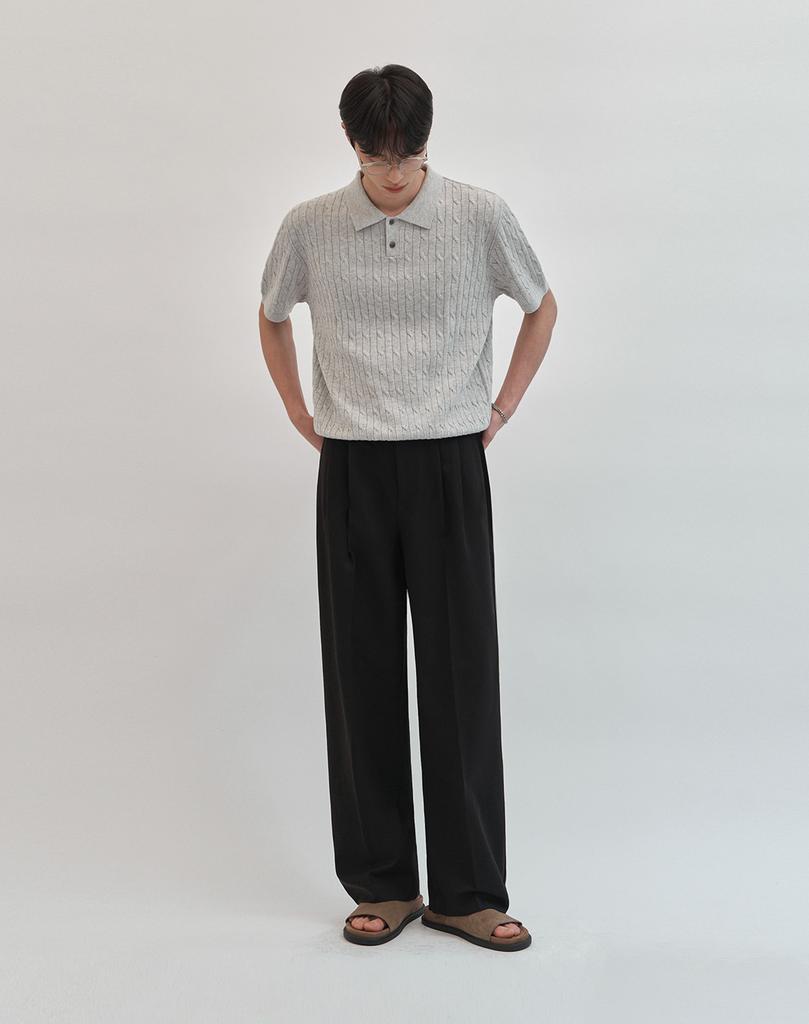 WORK ON BODY OFF [Summer] Mitis Semi-Wide Banding Slacks [Black]