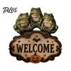 Haunted House Supplies Halloween Wooden Welcome Sign, Spooky Skull Frog Crow Witch Door Hanger, Hanging Plaque 2D Wall Sign for Home Party Decor