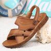 New Sandals Men's Genuine Leather Beach Shoes Men's Soft Leather Soft Sole Beef Tendon Sole Cool Leather Shoes Comfortable Dad Shoes Slippers Men