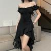 Moda feminina sexy cor sólida sem mangas temperamento casual vestido decote baixo