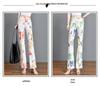 2024 Summer Women's Slimming Stretchy Micro-flare Long Pants with Printed Elastic Waist
