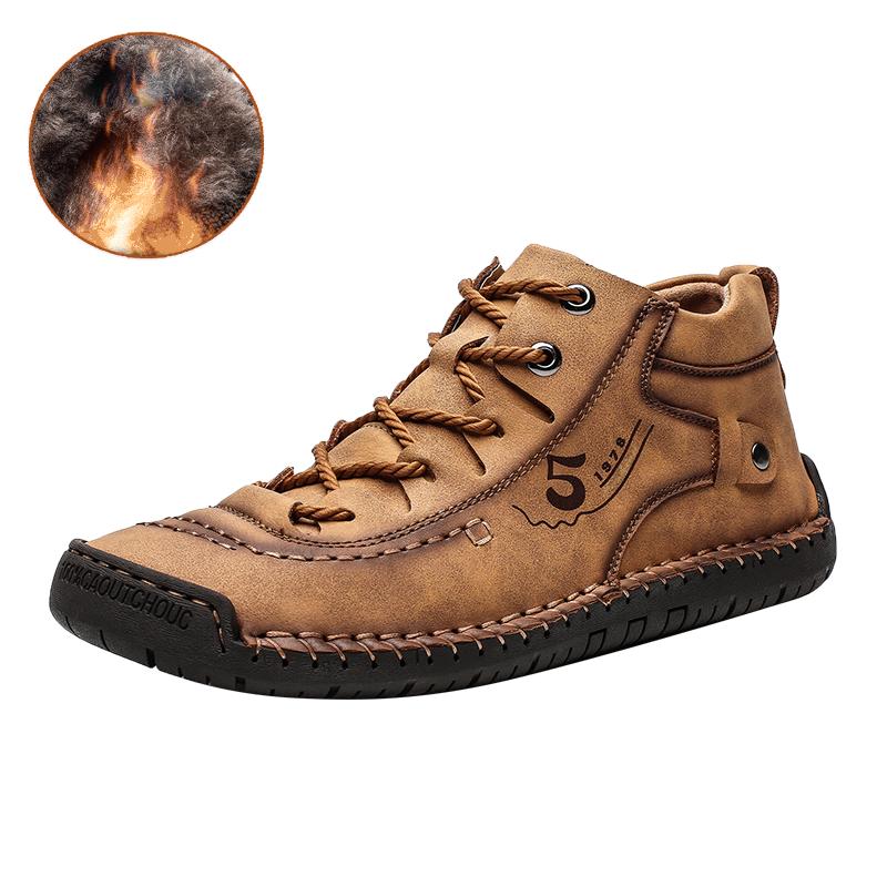 Men Casual Leather Boots High Quality Cowhide Genuine Leather Shoes Waterproof Soft Hand-stitching Winter Boots Men Boots