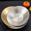 304 Deepened Stainless Steel Dinner Plate Korean Style Round Fruit Serving Dishes Trays Main Dining Noodles Platter Salad Bowl