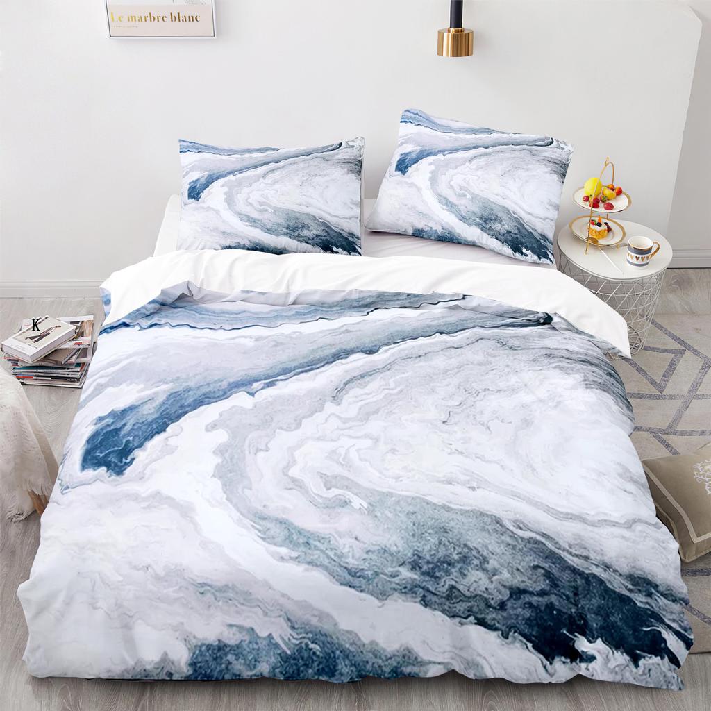 Marmor Polyester Bettbezug Set King Queen Größe Pinselstriche Farben in Marmoroptik Aquarell Kunstwerk für Kinder Jungen Mädchen