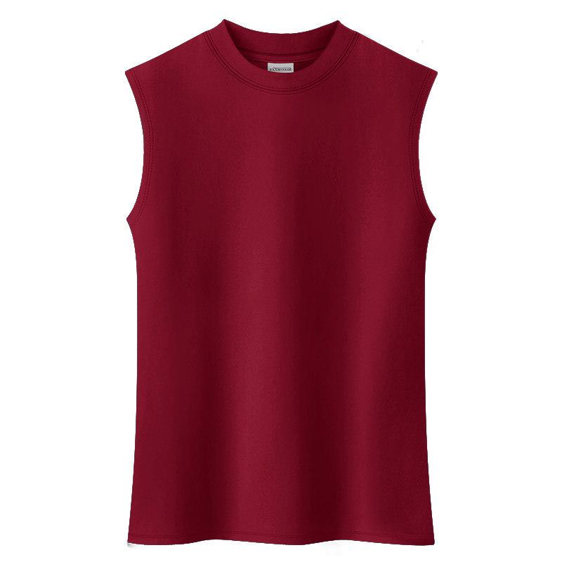 

Women s Ribbed Slim-Fit Mid-Collar Sleeveless Top - Versatile Summer Wear 3XL вина червоного кольору