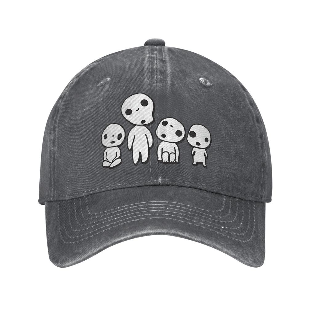 Unisex KodamaS Aniem Movie M-Mononokeed Print Hats Casual Distressed Washed  Baseball Cap Adjustable