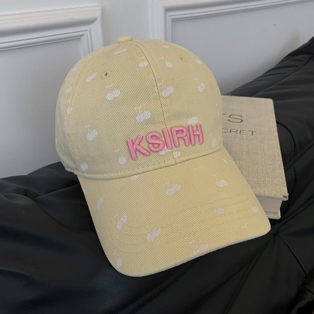 Japanese Sweet Blue Letter Embroidered Cap Women'S Casual Hat Wide Brim Showing Small Face Big Head Circumference Baseball Cap