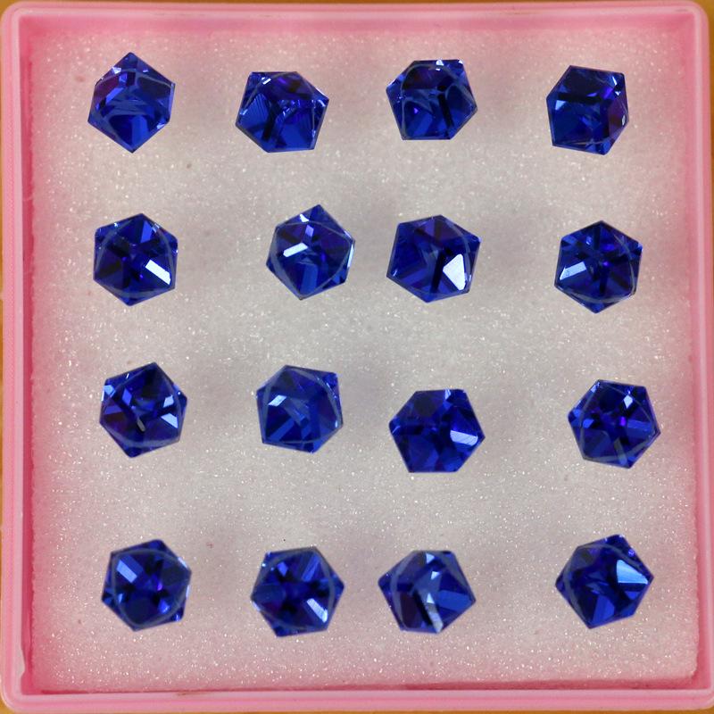 Koreanische 6mm Glas Kristall Würfel Ohrringe, Mehrfarbig, 8 Paare